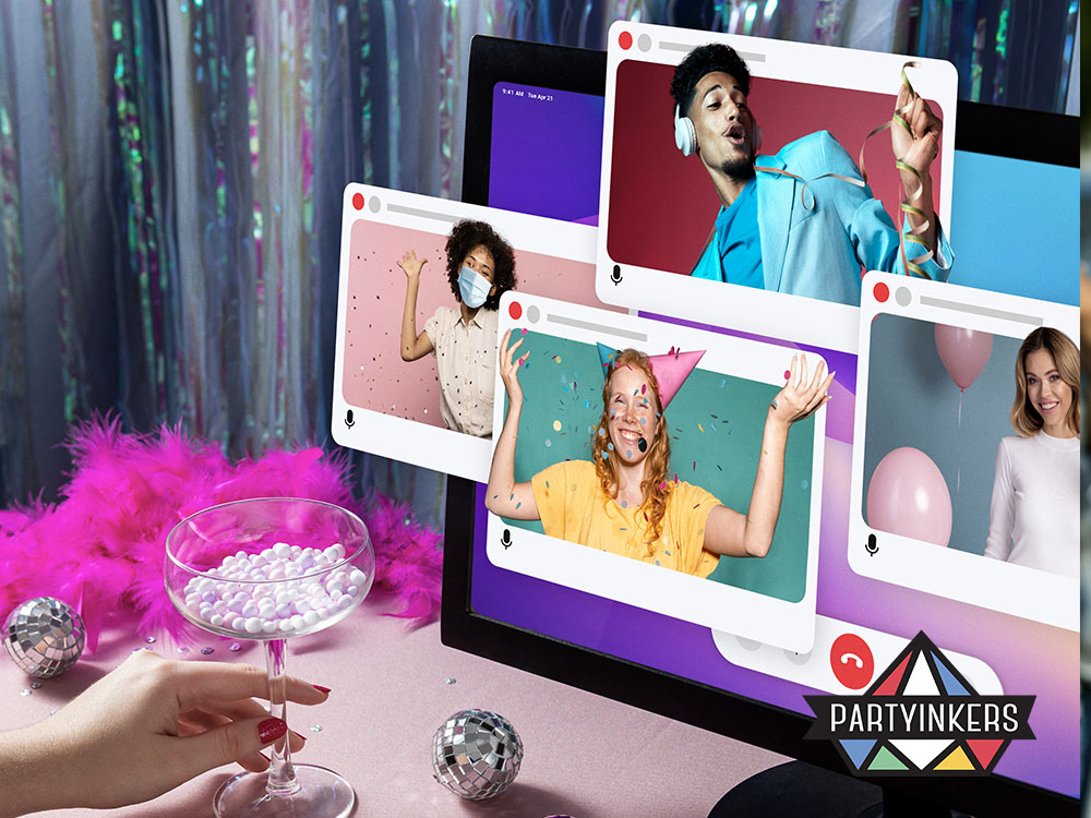 A virtual event setup featuring multiple participants interacting through video calls, showcasing one of the interactive event ideas for remote engagement. Activities like virtual games, live polls, and breakout sessions help attendees feel connected and engaged from a distance.






