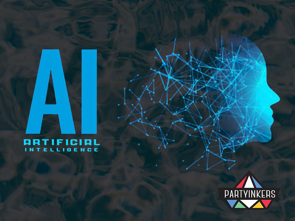 Illustration of artificial intelligence with a digital head silhouette and neural network lines.