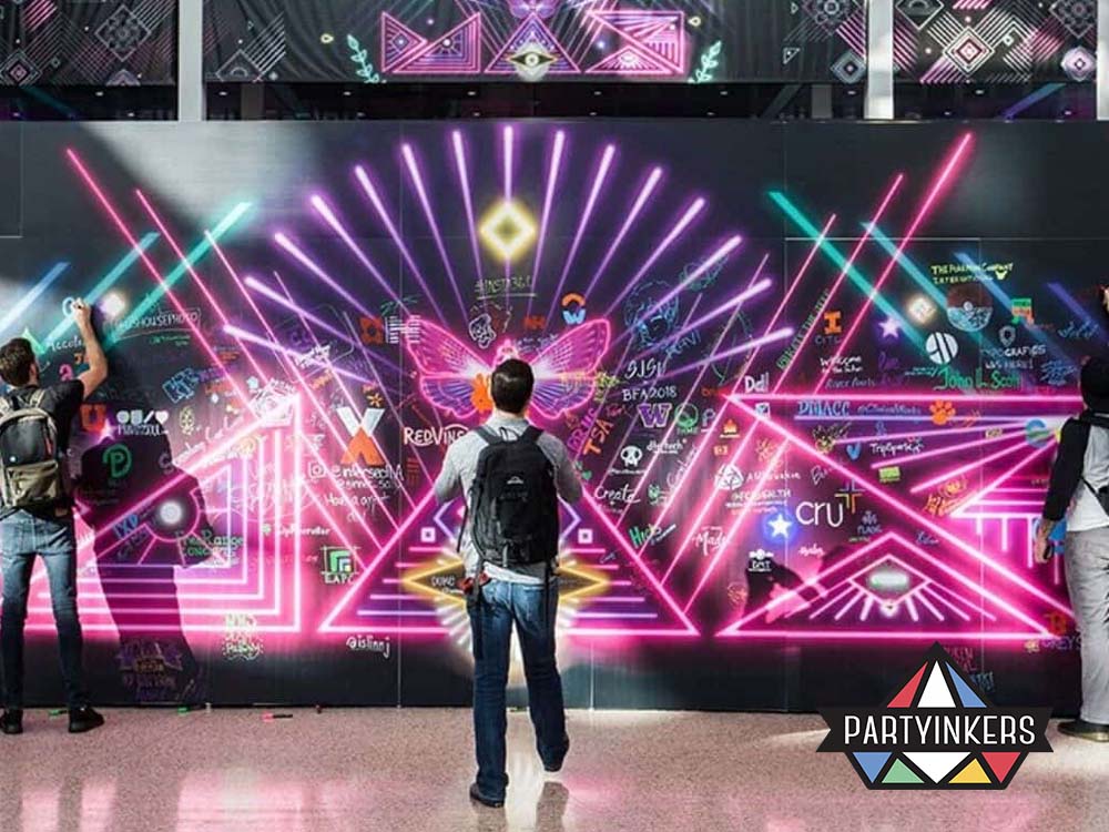 Adobe featured live mural painting where artists created large-scale artworks during the event, incorporating suggestions from attendees.