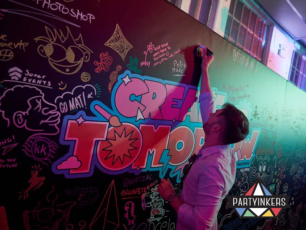 Adobe set up digital graffiti walls where attendees could experiment with different features in a fun and engaging way like using stylus tools to create street art designs.