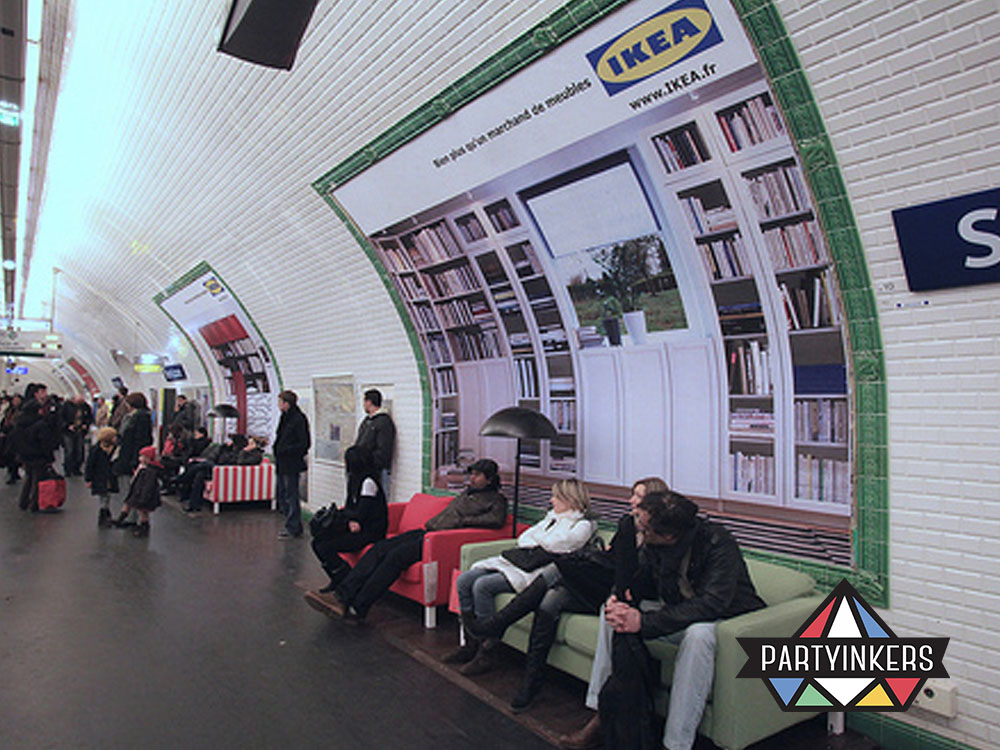 IKEA transforms a subway station into a cozy brand experience, incorporating home furniture into the waiting area. This creative approach to brand activation ideas allows commuters to engage with IKEA’s products in a real-world setting.