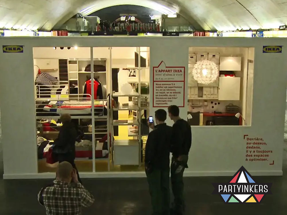 IKEA’s brand activation ideas come to life with a fully furnished apartment setup inside a subway station. This unique experience allows passersby to explore IKEA’s space-saving solutions and visualize how the brand fits into their daily lives.