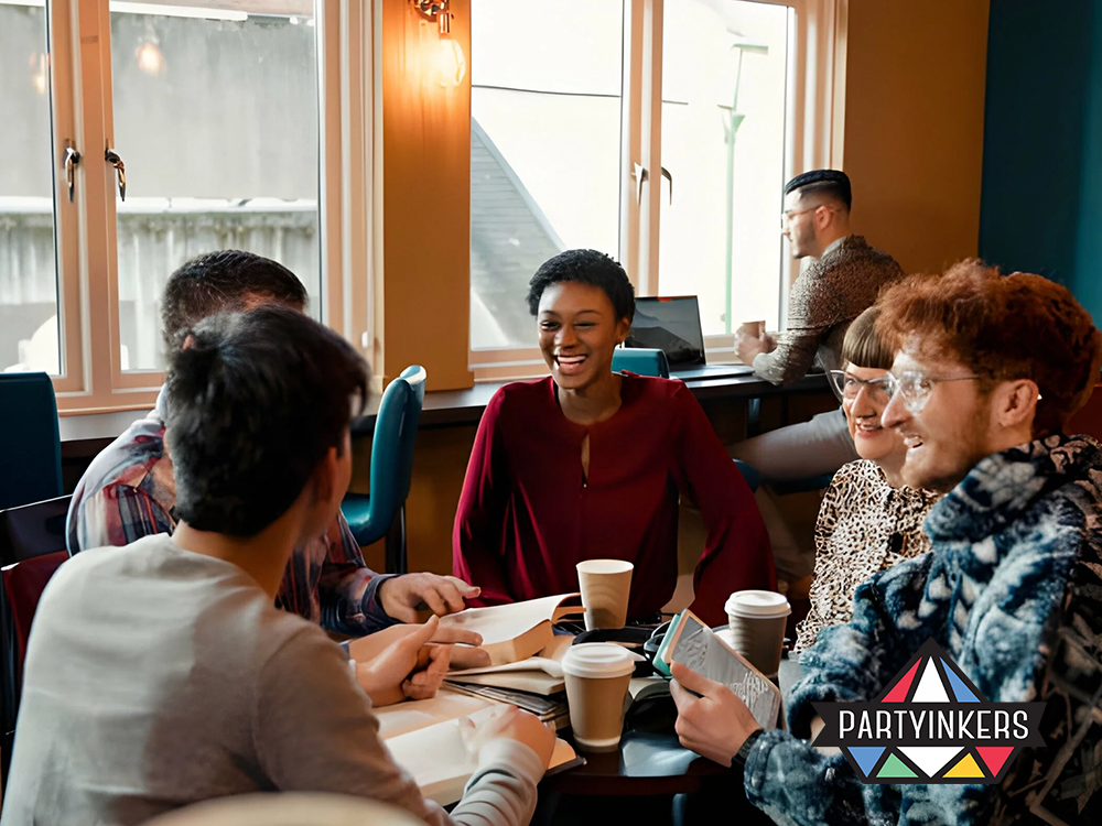 A group of young professionals networking over coffee in a casual setting, demonstrating brand activation ideas that foster community engagement and meaningful interactions.